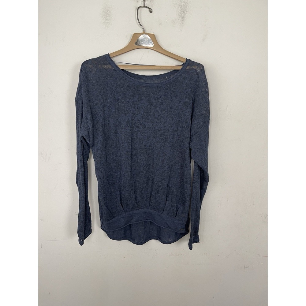 prAna Womens Sweater Medium Blue Organic Cotton Lounge Beachy Cozy Prairie Grove